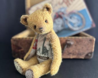 Mohair Teddy Bear: OOAK Artist Bear - New York, 10 inch Christmas Gift