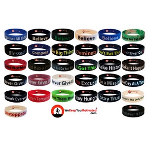 MOTIVATIONAL WRISTBANDS - Wear Your Motivation - Inspirational Sports Bracelets Worn by top Pro Athletes - Choose Your Color / Message