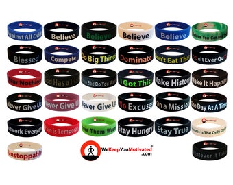MOTIVATIONAL WRISTBANDS - Wear Your Motivation - Inspirational Sports Bracelets Worn by top Pro Athletes - Choose Your Color / Message