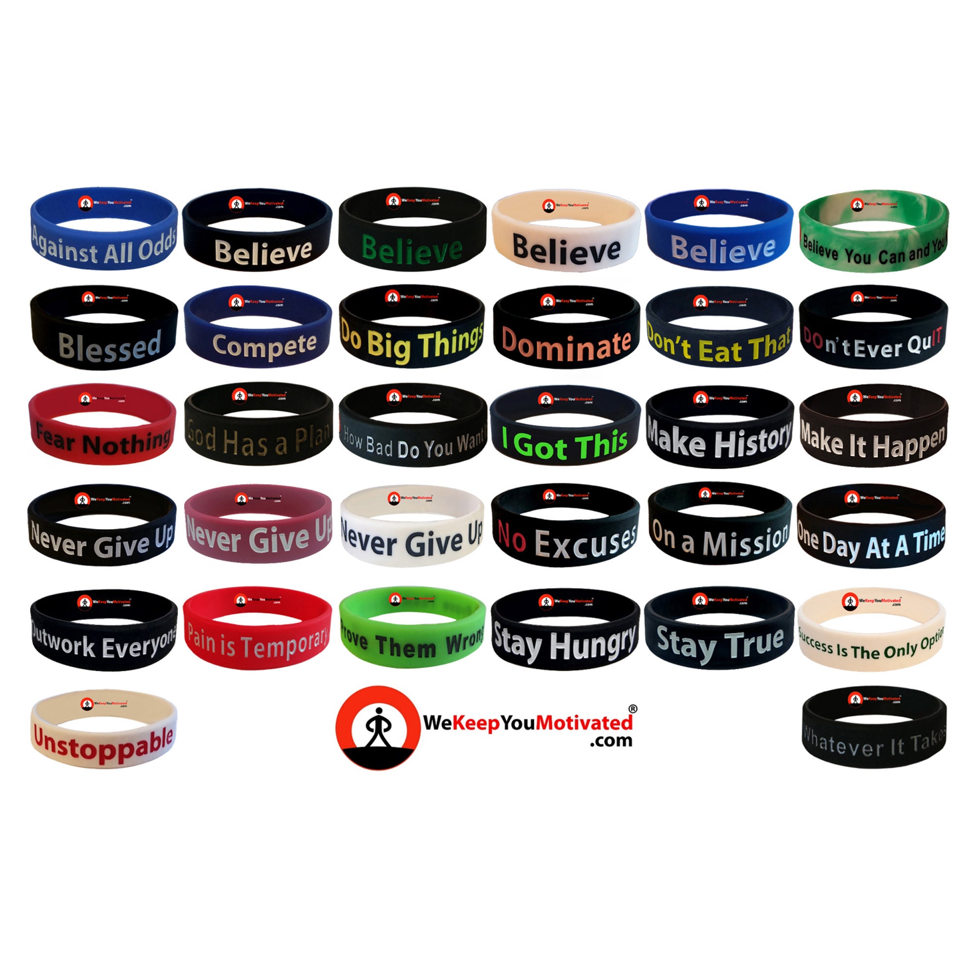 Work Out 6 Pack Inspirational Motivational Wristbands for Athletes