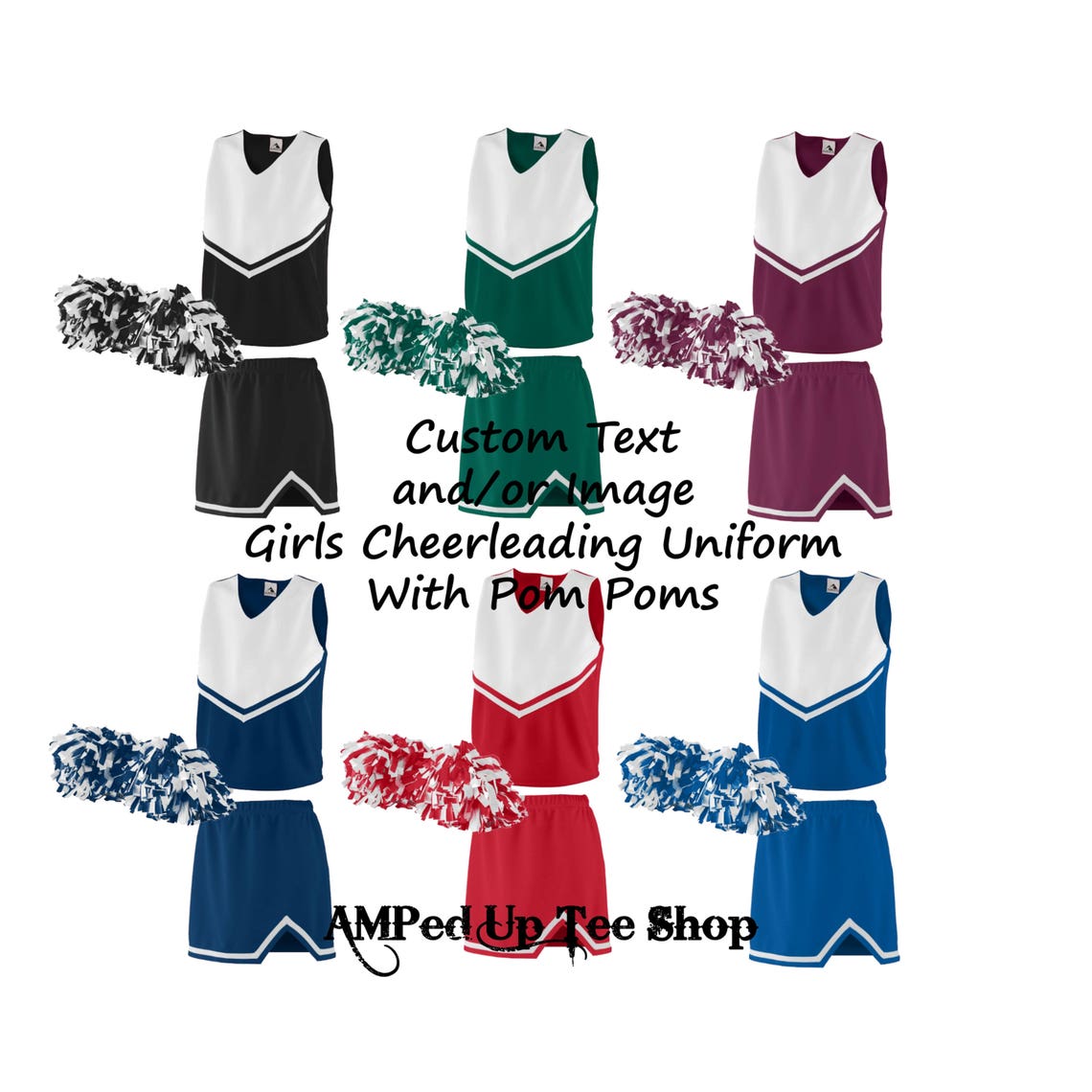 Custom Girls/Youth Cheerleader Uniform with Pom Pom Etsy