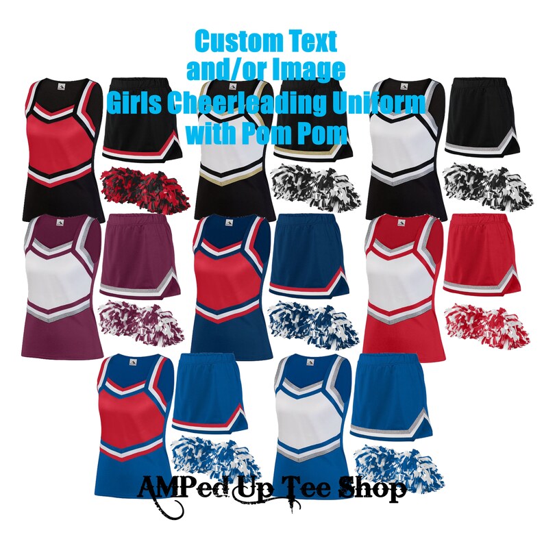 Custom Girls/Youth Cheerleader Uniform with Pom Pom Etsy