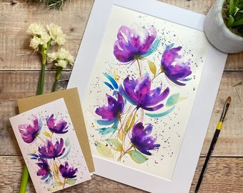 Fleur de Mauve No.2, Floral watercolour painting