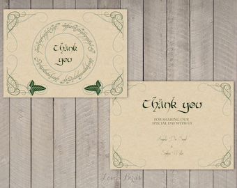 25 LOTR Middle Earth Hobbit Thank You Cards with envelopes