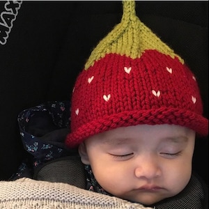 STRAWBERRY HAT Newborn to Adult Sizes Red Pure Merino Wool image 5