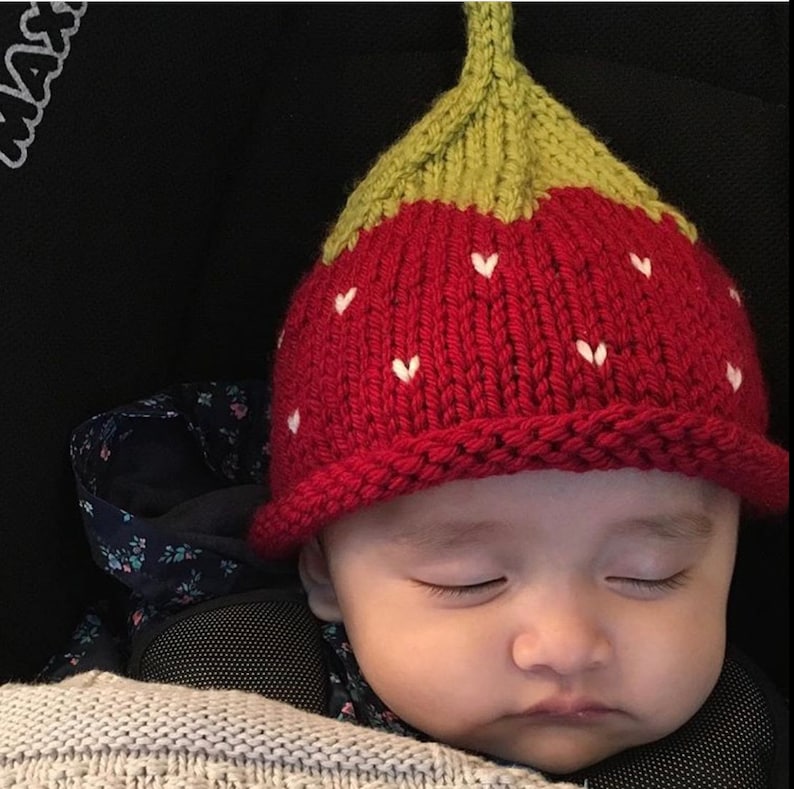 STRAWBERRY HAT Newborn to Adult Sizes Red Pure Merino Wool image 5