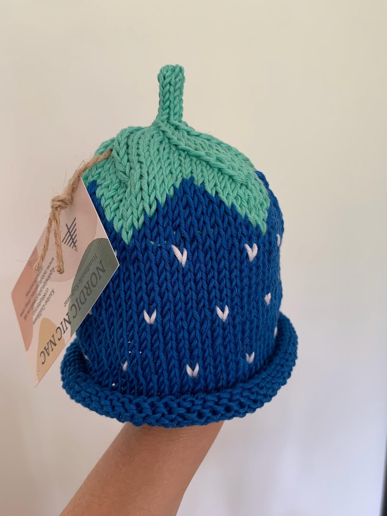 COTTON BLUEBERRY HAT Newborn to Adult Sizes Blue image 3