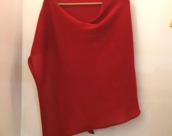 Red Adult Fine Merino Poncho