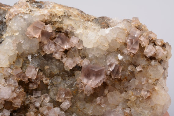 English Fluorite Crystals On Quartz On Matrix Mineral Specimen Etsy