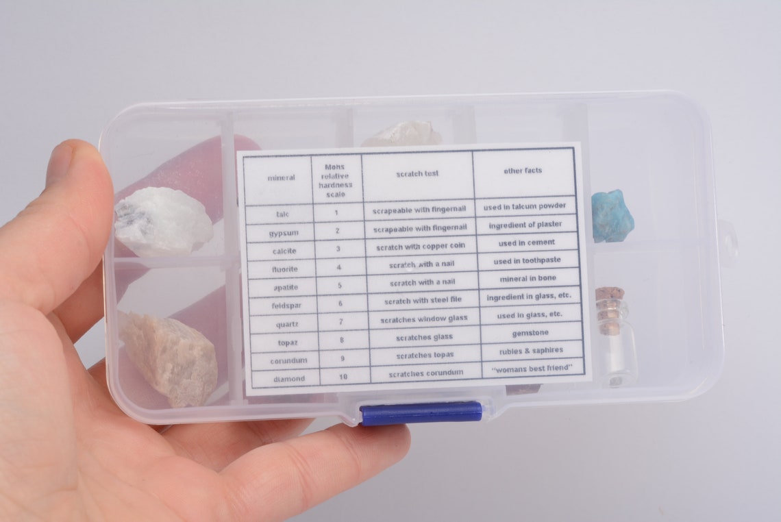 MOHS MINERAL HARDNESS Test Kit Scale Set Box Crystals Etsy