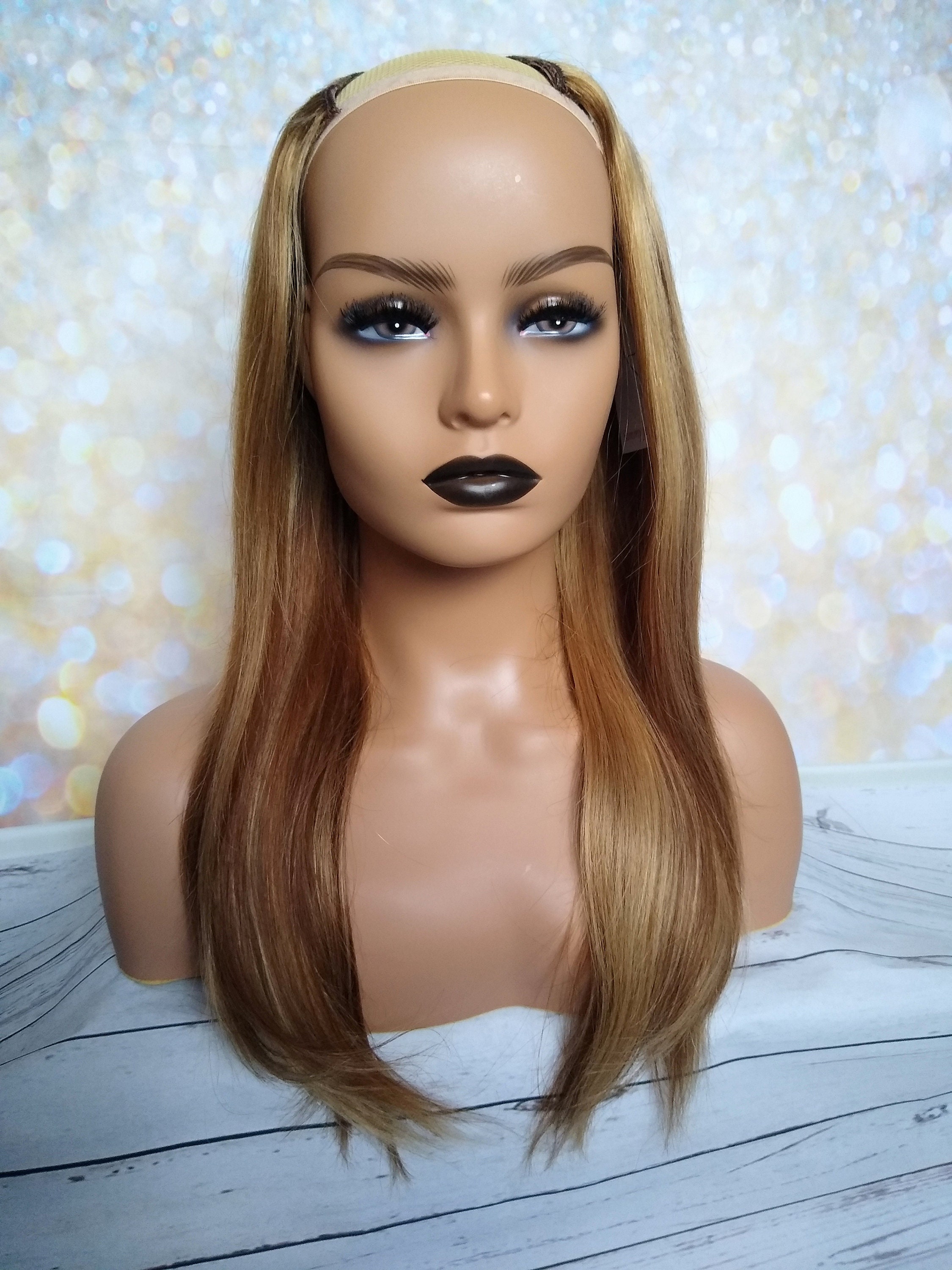 U Part Wig Human Hair Extension 8/27 16 Inches Long Human Etsy UK