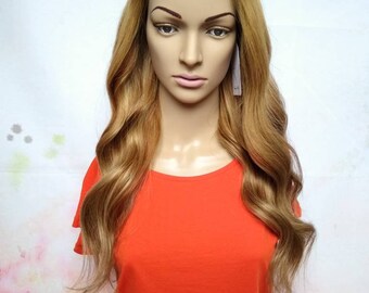 U part wig, human hair extension, 16/18 inches long, brunette and blonde mix, human hair wigs, wig, wigs, fashion, clip ins, UK