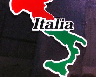 Italia Flag Decal, Country Outline Sticker (3"x4")