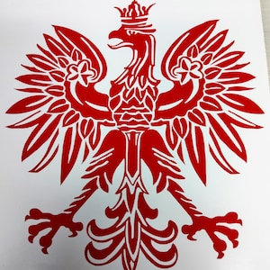 Polish eagle Poland bumper sticker decal symbol flag coat of arms 7" x 7.5" High " Perfect size" Sticks on any smooth surface