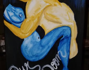 Items similar to Sewn Print - The Lovers, Couple art, sewn art