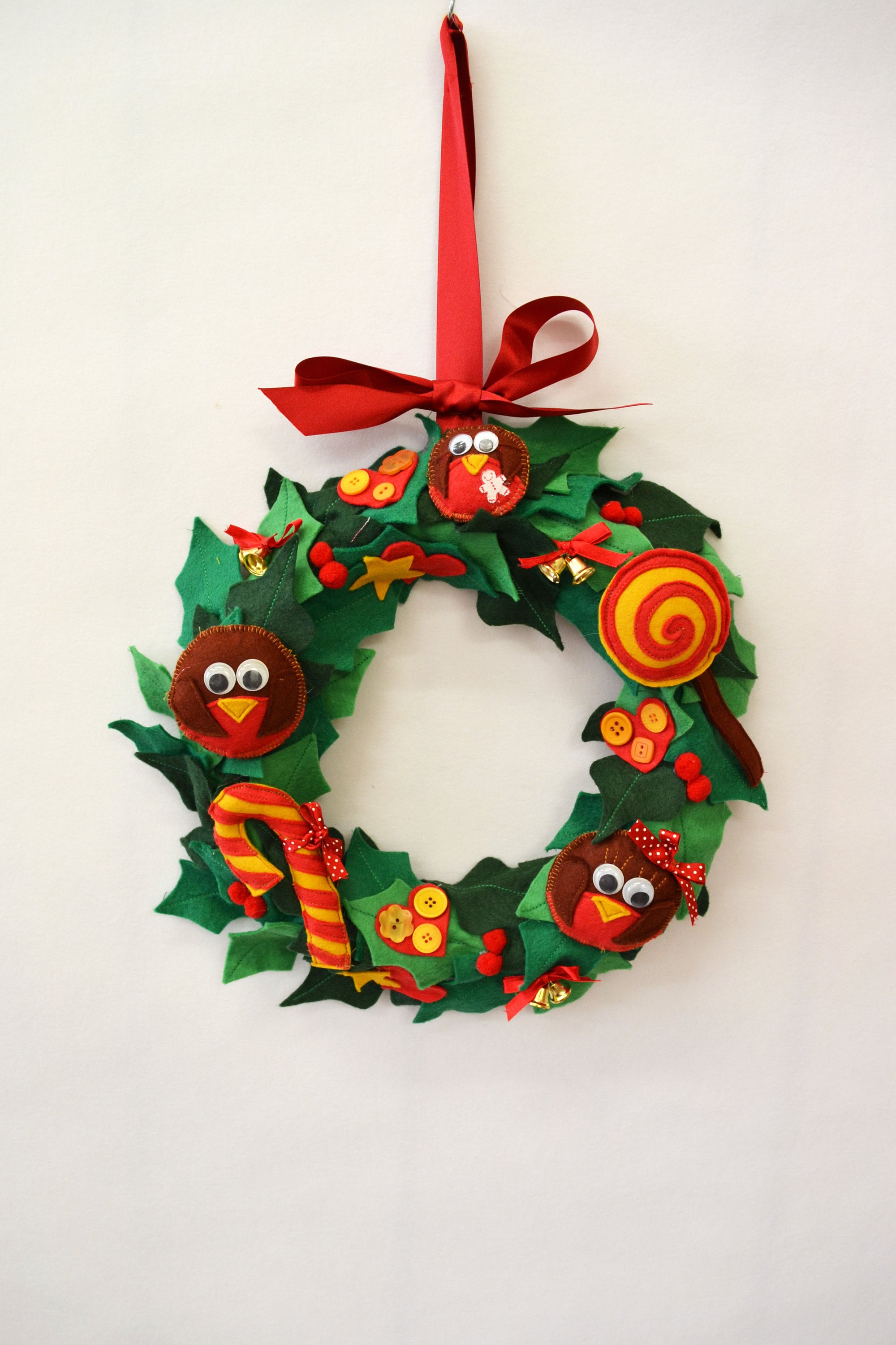 PDF デジタルダウンロード フェルト クリスマス リースの縫製パターン