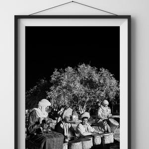 Músicos bereberes, impresiones artísticas marroquíes, decoración marroquí, arte negro, arte mural, arte imprimible