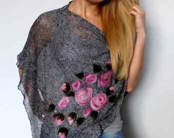 Capa de lino puro, poncho, suéter de lino, capa de lino, bufanda, chal de punto, accesorios de ropa modernos