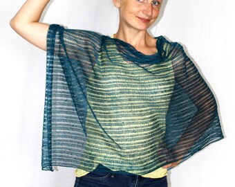 Nuevos ponchos de verano - ropa boho chic - lino blanco tejido - capa amarilla - lino mujer boho - poncho tejido de lino envolvente