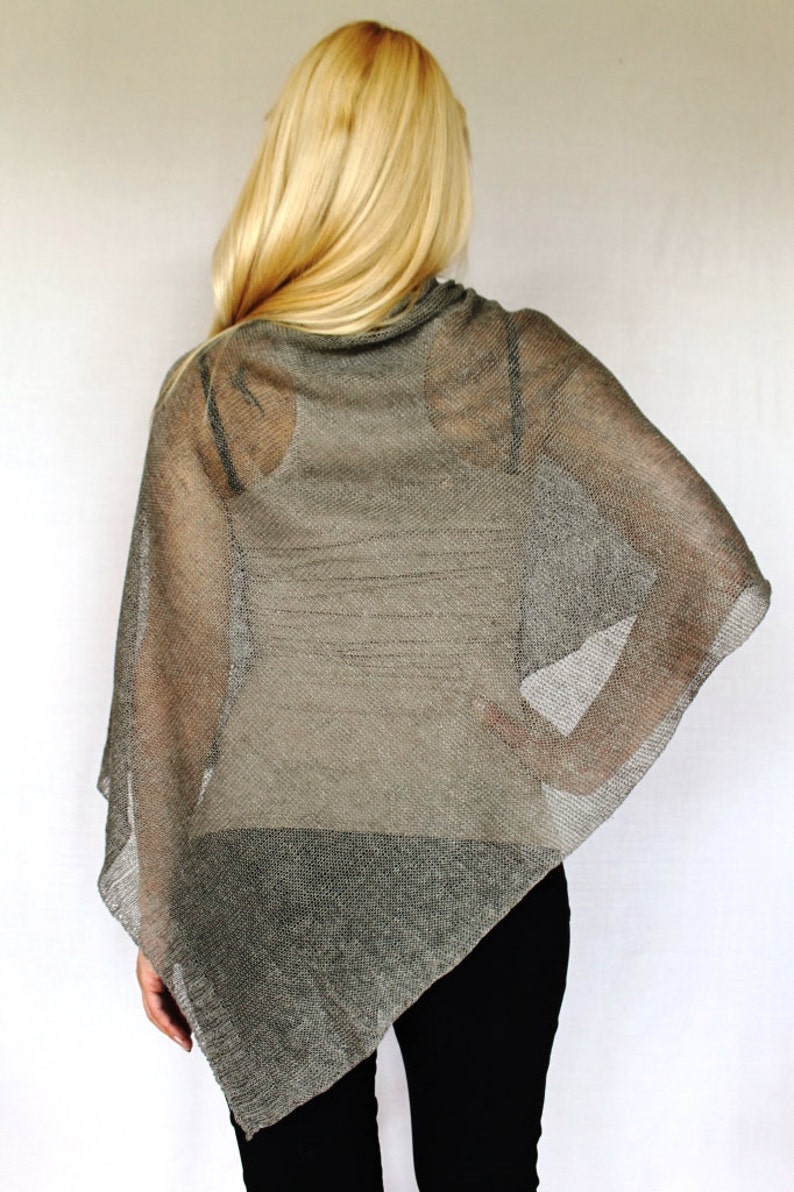 Pure Linen Pancho Cape Gray Wrap Poncho Linen Sweater Pancho Etsy