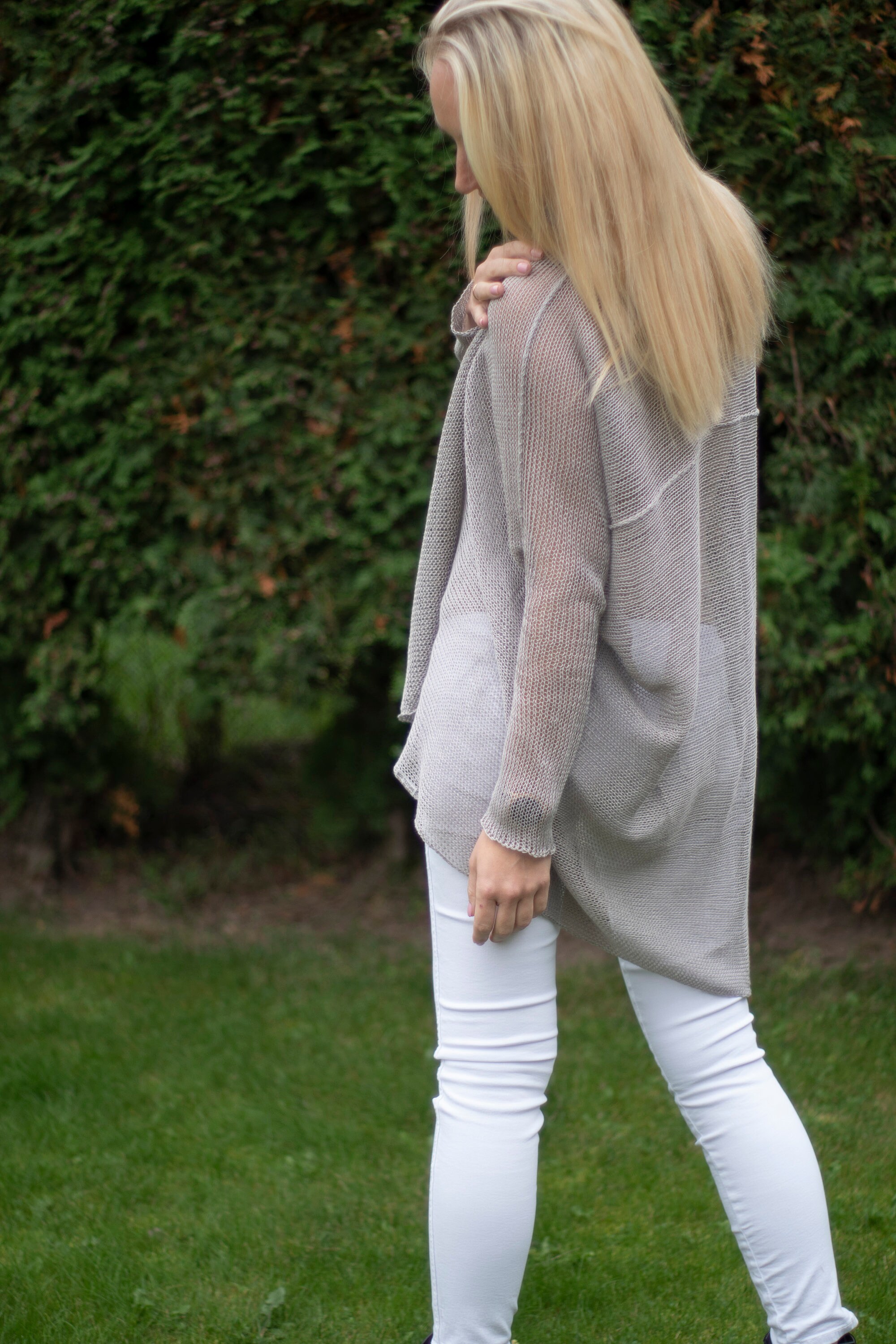 Chunky Linen Sweater, Hand Knitted Cardigan for Linen, Women
