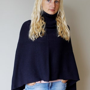 Wool Poncho Coat with collar / Women Cape Coat / wool Poncho Coat Long Sleeve Trench Coat Wool Vest