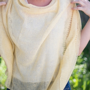 Summer Ponchos women pure linen poncho Linen yellow knitted scarf yellow Cape Top Wedding Summer Linen Womens Boho women poncho Gifts