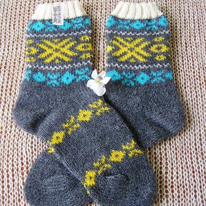 Hand Knit Wool Socks Christmas Reindeer Scandinavian Nordic Knit Wool SocksHand Knit Wool Socks patterned socks Christmas
