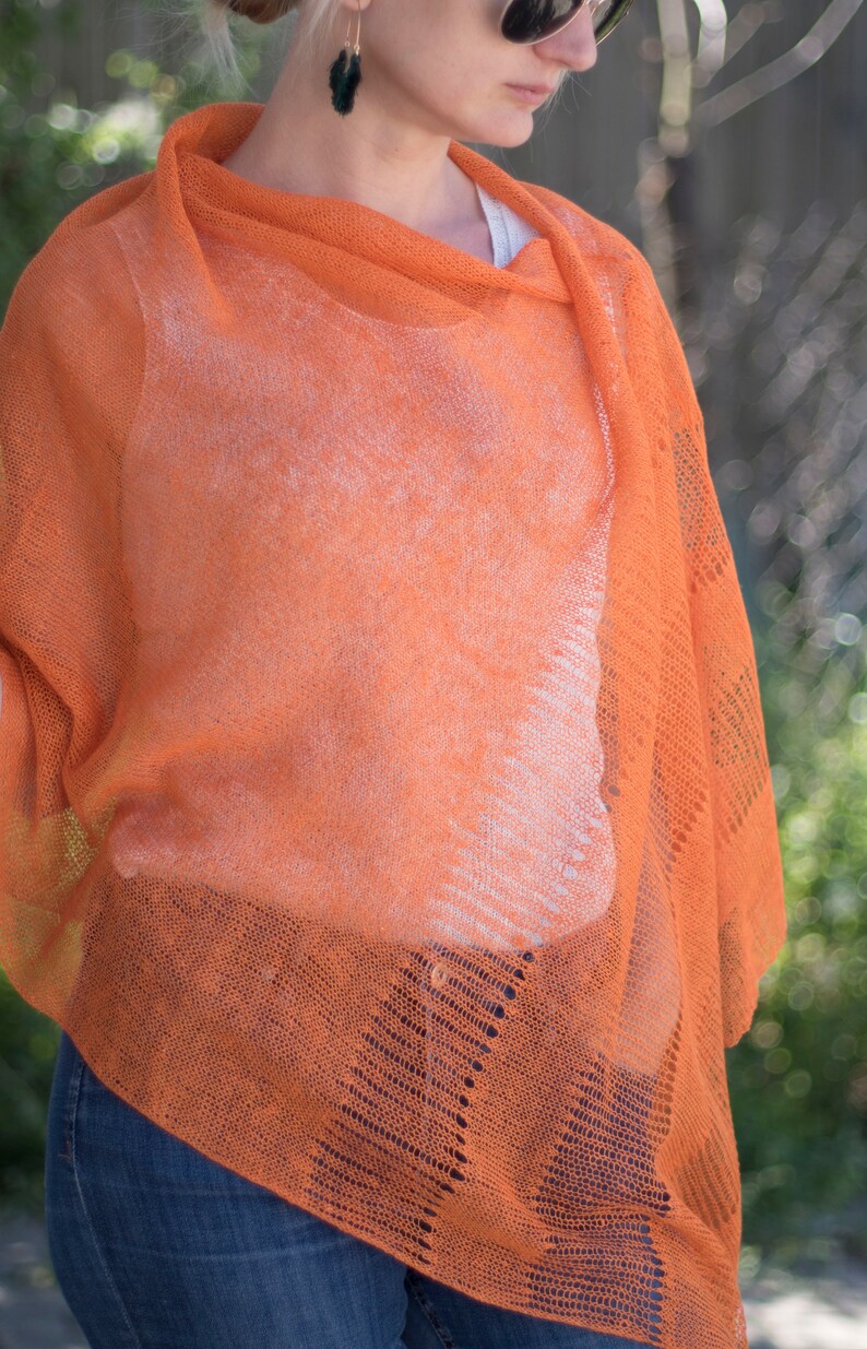 orange cashmere poncho