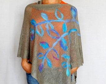 Lino Pancho tejido lino maternidad lino natural boda Accesorios regalo para mujer Lino merino Pancho mujer suéter poncho de lino