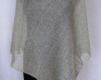 Capa de lino puro, poncho, suéter de lino, capa de lino, bufanda, chal de punto, accesorios de ropa modernos