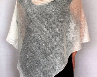 Summer Ponchos women pure linen poncho Linen white knitted scarf  milk white Cape Top Wedding Summer Linen Womens Boho women poncho Gifts