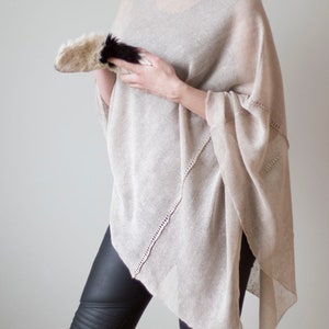 Summer Ponchos women pure linen poncho Linen beige knitted scarf white Cape Top Wedding Summer Linen Womens Boho women poncho Gifts