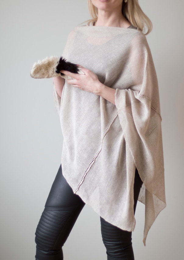 Summer Ponchos women pure linen poncho Linen beige knitted scarf white Cape Top Wedding Summer Linen Womens Boho women poncho Gifts