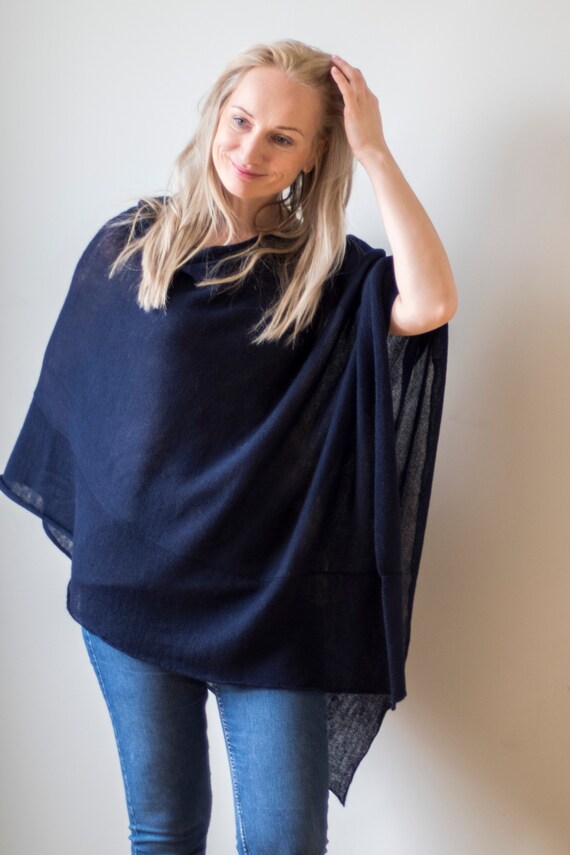 Navy blue poncho sweater deals