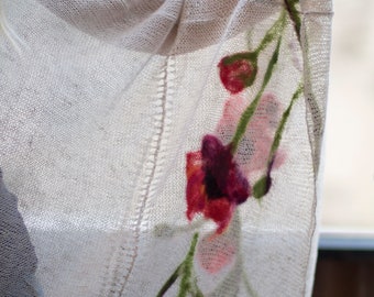 Poncho de lino puro de talla grande con rosa, capa de lino natural, poncho envolvente, suéter de lino, pancho, capa de lino, bufanda, chal de punto, ropa moderna