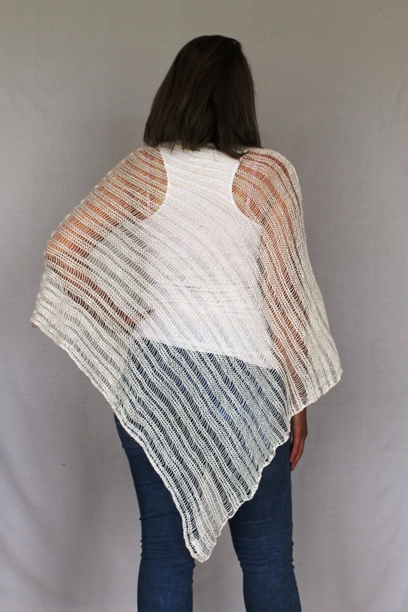 Summer Ponchos Women Pure Linen Poncho Linen White Knitted Etsy