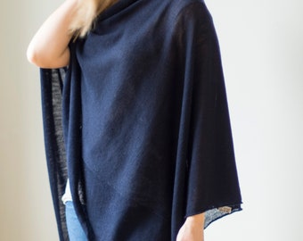 Wool poncho, navy blue poncho, navy blue coat, women's coat, women's poncho, women's cape, wool poncho, wool sweater