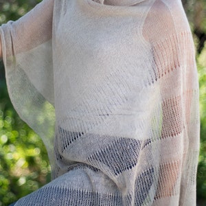 Summer Ponchos women pure linen poncho Linen grey knitted scarf white Cape Top Wedding Summer Linen Womens Boho women poncho Gifts