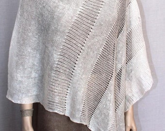 Poncho estivo donna poncho in puro lino Sciarpa lavorata a maglia bianca in lino bianco latte Cape Top Wedding Summer Linen Womens Boho poncho donna Regali