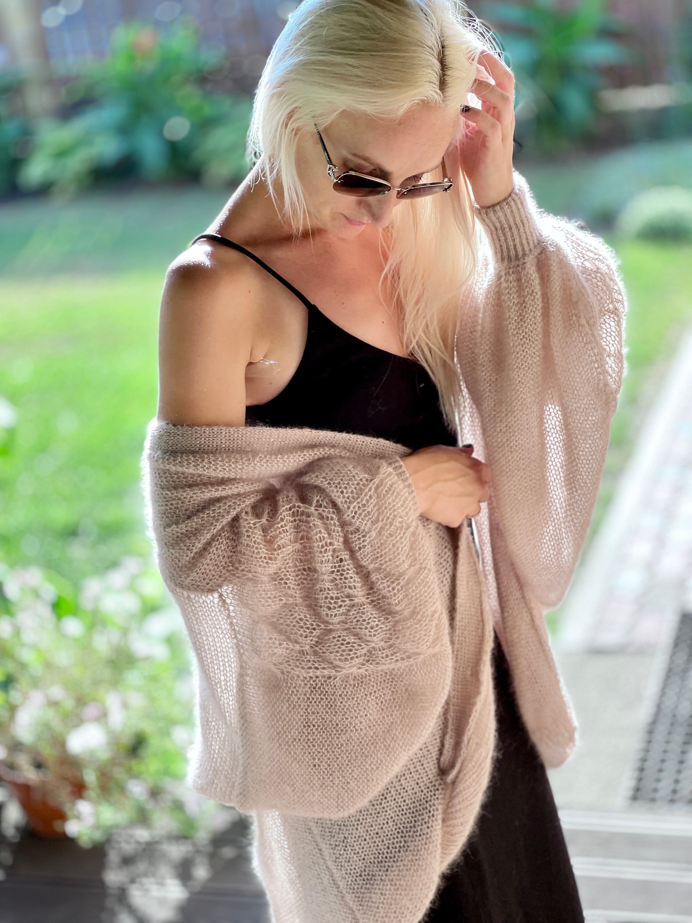 White sales silk cardigan
