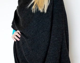 Women Poncho wool sweaters Pure New Wool Cape women's Coat Bordeaux Wool Poncho Feminine gray- anthracite exclusive hippie style