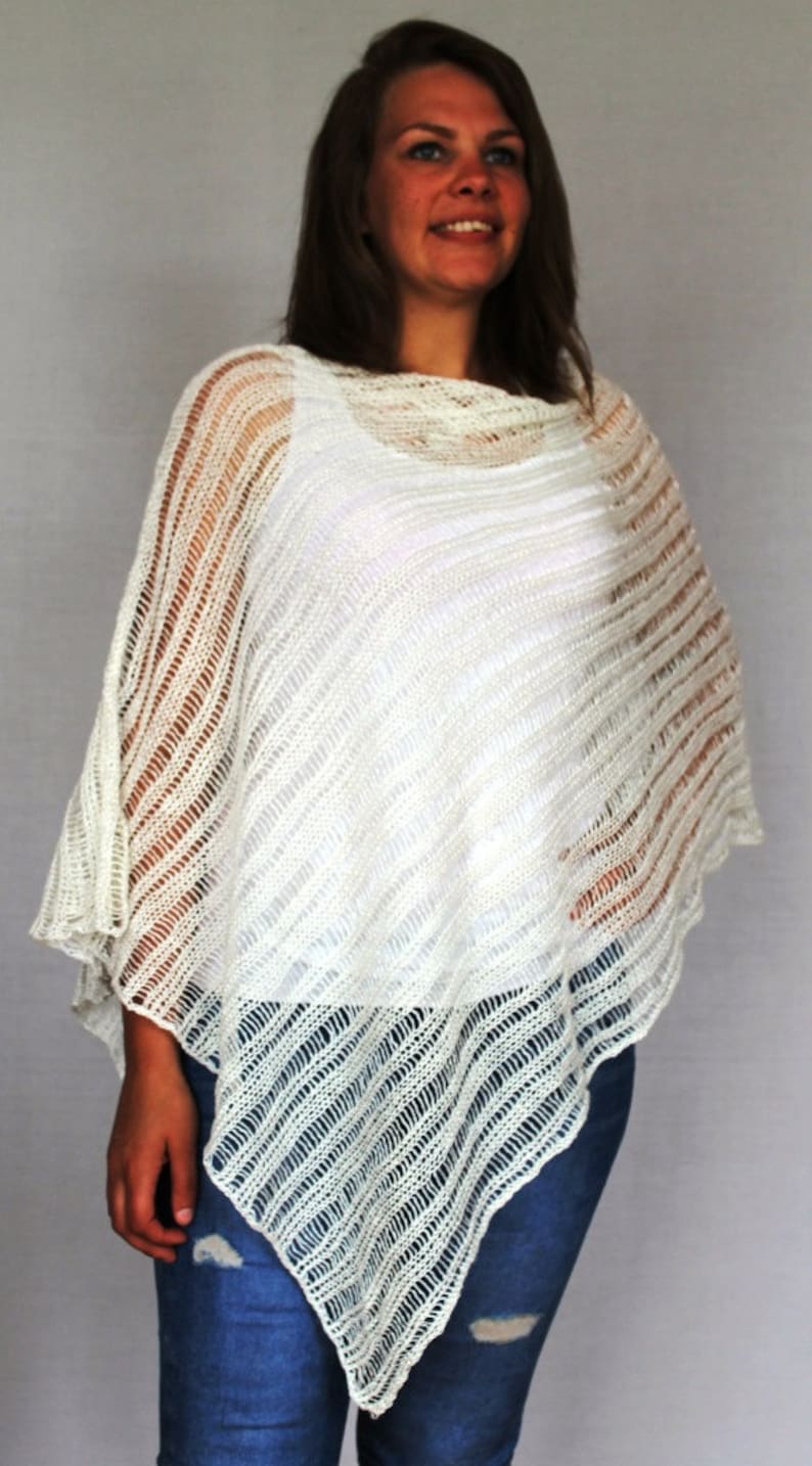 Summer Ponchos Women Pure Linen Poncho Linen White Knitted Etsy