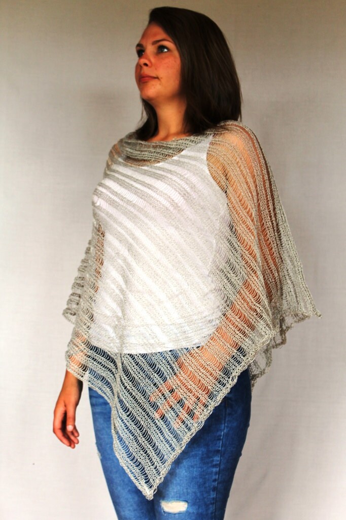 Pure Linen Gray Pancho Cape Beige Wrap Poncho Linen Sweater - Etsy