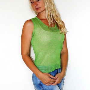 New summer linen top green women linen Linen blouse for woman,knitted linen top,linen tops,linen clothing,eco friendly, summer clothes image 2
