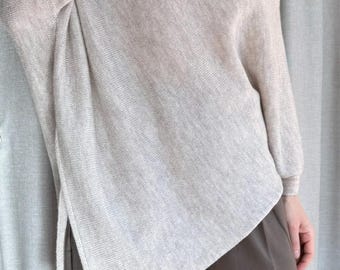 Women Poncho wool sweaters Pure New Wool Cape women's Coat Bordeaux Wool Poncho Feminine beige light brown exclusive hippie style