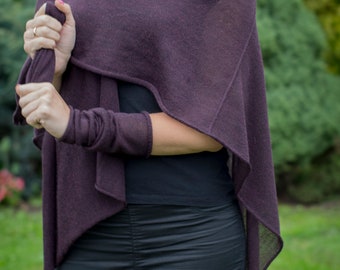 Wool cape with hand warmers burgundy wool poncho cap with hand warmers wool burgundy scarf cape