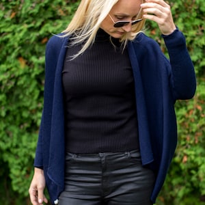 Navy wool cardigan, navy sweater, knit sweater, bridal cardigan, , navy wool cape, bohemian cardigan, soft cardigan, navy blue sweater