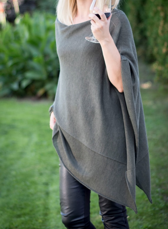 Olive green poncho best sale sweater