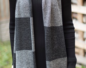 Bufanda de dos caras / bufanda de punto / bufanda de punto para hombre / bufanda de lana / regalo para él / chal de punto / bufanda de invierno / bufanda de otoño / bufanda de lana gris